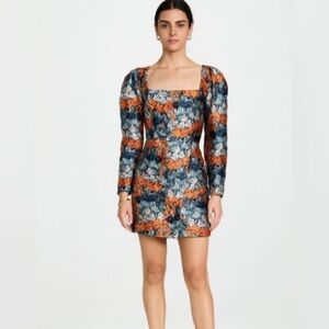 Anthropologie FLOR ET.AL Constance Floral Midi Dress Long Sleeve  SZ 12